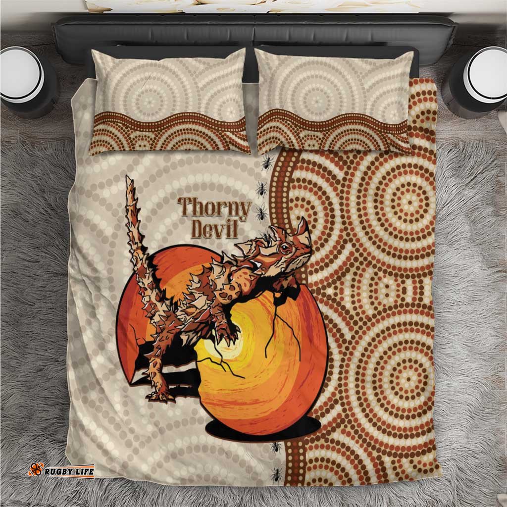 Thorny Devil Australia Bedding Set Baby Moloch Horridus With Ants Aboriginal Art