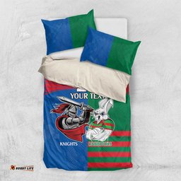 Custom Knights and Rabbitohs Mascot Together Bedding Set