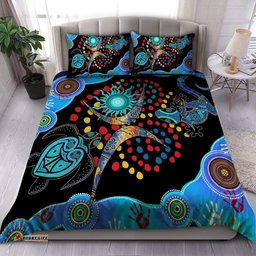 Australia Bedding Set Aboriginal NAIDOC Week 2022 Blue Turtle Lizard