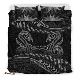 New Zealand Bedding Set Gray Manaia Maori Silver Fern Duvet Cover