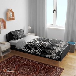 Black Taniko Aotearoa Bedding Set Niho Taniwha Mix Poutama