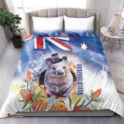Wombat Australia Day Bedding Set Happy 26 January Banksia Watercolor