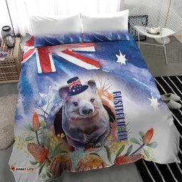 Wombat Australia Day Bedding Set Happy 26 January Banksia Watercolor