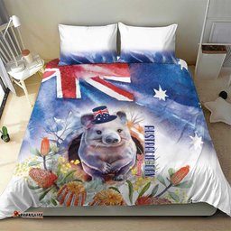 Wombat Australia Day Bedding Set Happy 26 January Banksia Watercolor