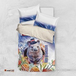 Wombat Australia Day Bedding Set Happy 26 January Banksia Watercolor