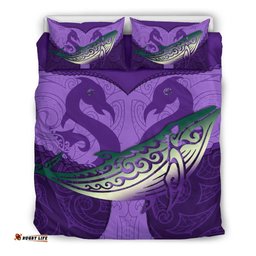 Maori Manaia Whales Gods Of The Sea Bedding Set, Purple