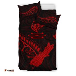 New Zealand Heart Bedding Set Map Kiwi Mix Silver Fern Red