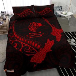 New Zealand Heart Bedding Set Map Kiwi Mix Silver Fern Red