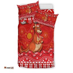 Australia Christmas Kangaroo Family Aboriginal Art Bedding Set