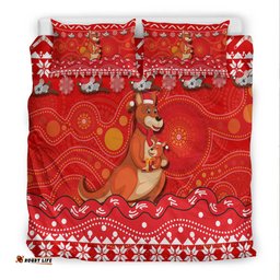 Australia Christmas Kangaroo Family Aboriginal Art Bedding Set