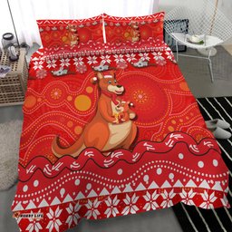 Australia Christmas Kangaroo Family Aboriginal Art Bedding Set