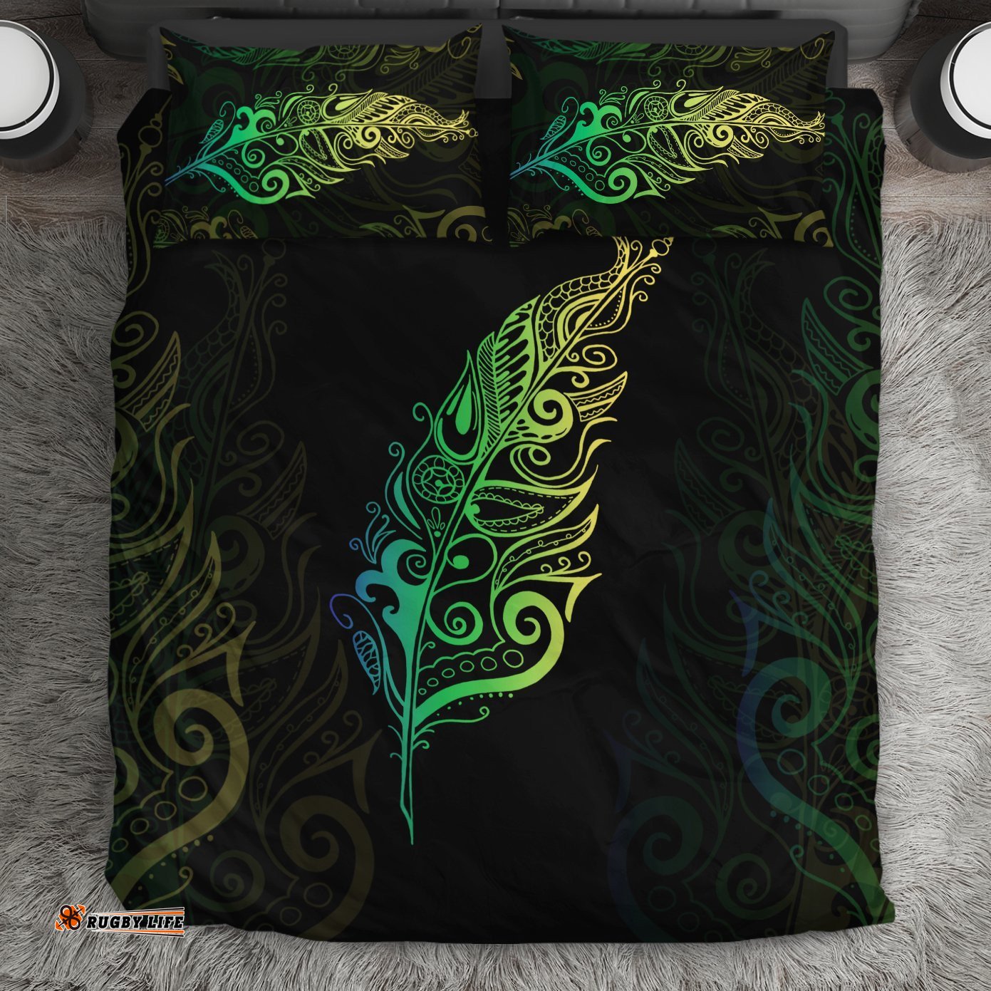 Light Silver Fern New Zealand Bedding Set Green