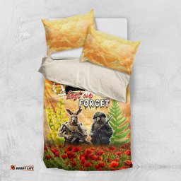 Australia And New Zealand ANZAC Day Bedding Set Kangaroo And Kiwi Bird Soldiers Lest We Forget