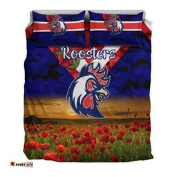 Sydney Roosters ANZAC 2022 Bedding Set Poppy Flowers Vibes Blue