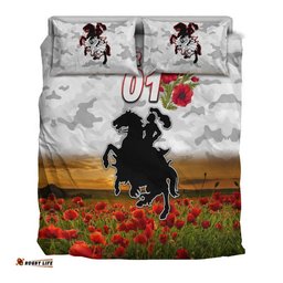 Custom Personalised St. George Illawarra Dragons ANZAC 2022 Bedding Set Poppy Flowers Vibes White