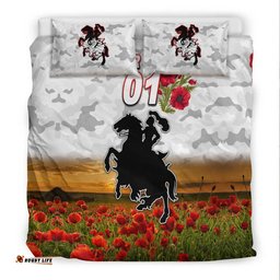 Custom Personalised St. George Illawarra Dragons ANZAC 2022 Bedding Set Poppy Flowers Vibes White