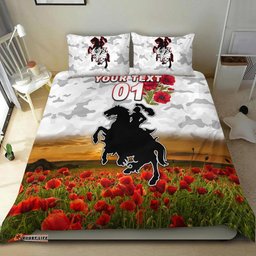 Custom Personalised St. George Illawarra Dragons ANZAC 2022 Bedding Set Poppy Flowers Vibes White