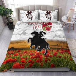 Custom Personalised St. George Illawarra Dragons ANZAC 2022 Bedding Set Poppy Flowers Vibes White