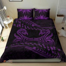 New Zealand Bedding Set Purple Manaia Maori Silver Fern Duvet Cover
