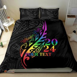 Personalised New Zealand Wellington Pride Bedding Set Maori Fern with Pride Flag 2024