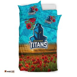 Gold Coast Titans ANZAC 2022 Bedding Set Poppy Flowers Vibes