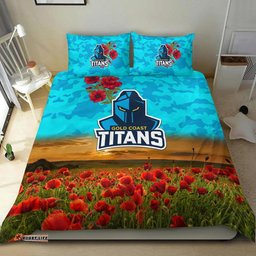 Gold Coast Titans ANZAC 2022 Bedding Set Poppy Flowers Vibes