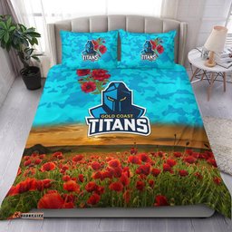 Gold Coast Titans ANZAC 2022 Bedding Set Poppy Flowers Vibes