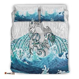 Maori Manaia The Blue Sea Bedding Set, White