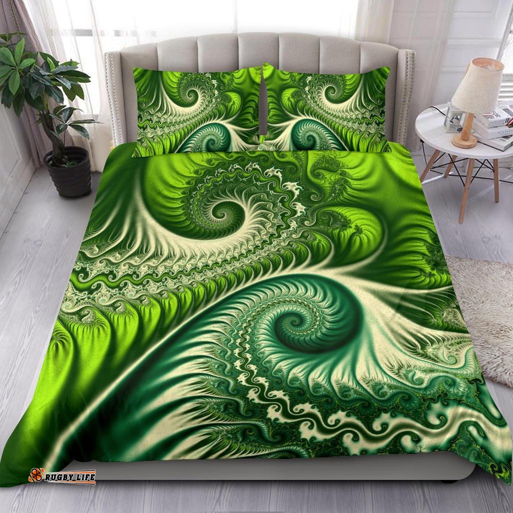 New Zealand Bedding Set, Koru Fern Duvet Cover And Pillow Case Abstract Style