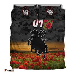 Custom Personalised St. George Illawarra Dragons ANZAC 2022 Bedding Set Poppy Flowers Vibes Black