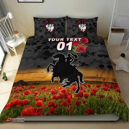 Custom Personalised St. George Illawarra Dragons ANZAC 2022 Bedding Set Poppy Flowers Vibes Black