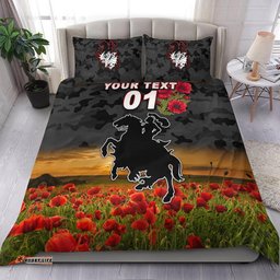Custom Personalised St. George Illawarra Dragons ANZAC 2022 Bedding Set Poppy Flowers Vibes Black