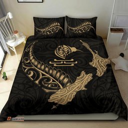 New Zealand Heart Bedding Set Map Kiwi Mix Silver Fern Gold