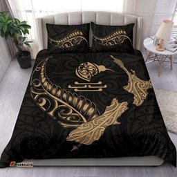 New Zealand Heart Bedding Set Map Kiwi Mix Silver Fern Gold