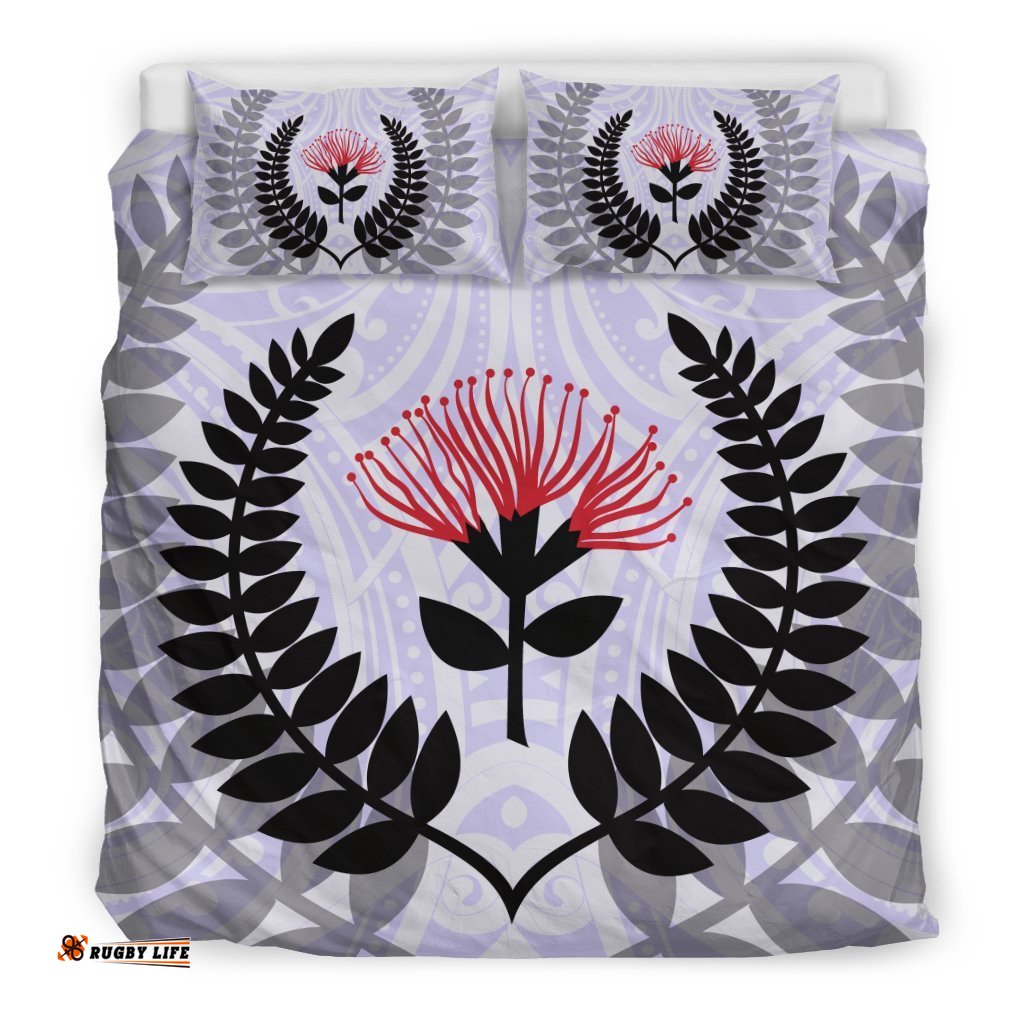 New Zealand Bedding Set Maori Silver Fern And Pohutukawa