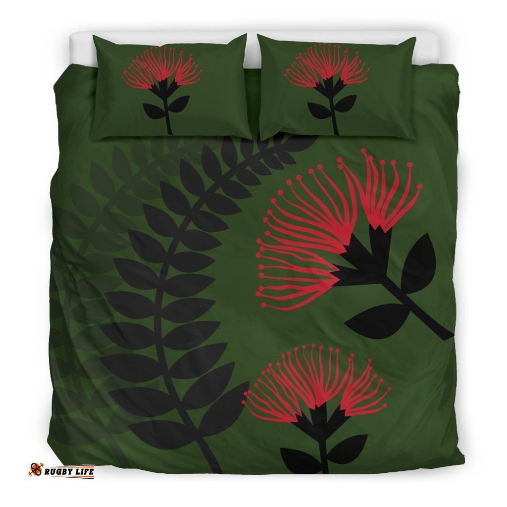 New Zealand Bedding Set Silver Fern With Pohutukawa 01
