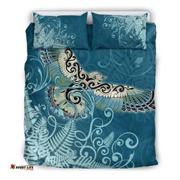 New Zealand Bedding Set Silver Fern Polynesian Style Maori Kea Bird