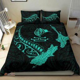 New Zealand Heart Bedding Set Map Kiwi Mix Silver Fern Turquoise