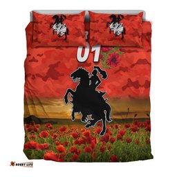 Custom Personalised St. George Illawarra Dragons ANZAC 2022 Bedding Set Poppy Flowers Vibes Red