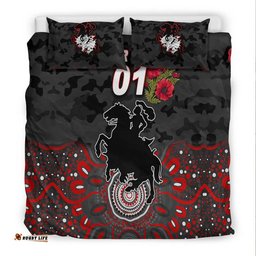 Custom Personalised St. George Illawarra Dragons ANZAC 2022 Bedding Set Indigenous Vibes Black