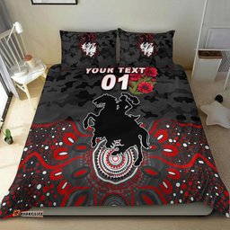 Custom Personalised St. George Illawarra Dragons ANZAC 2022 Bedding Set Indigenous Vibes Black