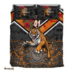 Custom Personalised Wests Tigers ANZAC 2022 Bedding Set Indigenous Vibes