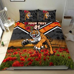 Custom Personalised Wests Tigers ANZAC 2022 Bedding Set Poppy Flowers Vibes