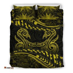 New Zealand Bedding Set Yellow Manaia Maori Silver Fern Duvet Cover