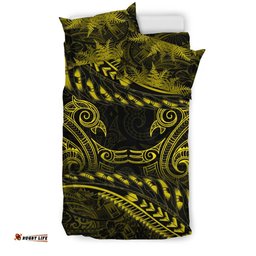 New Zealand Bedding Set Yellow Manaia Maori Silver Fern Duvet Cover