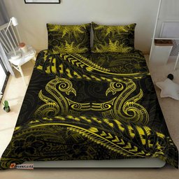 New Zealand Bedding Set Yellow Manaia Maori Silver Fern Duvet Cover