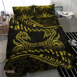 New Zealand Bedding Set Yellow Manaia Maori Silver Fern Duvet Cover