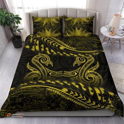 New Zealand Bedding Set Yellow Manaia Maori Silver Fern Duvet Cover