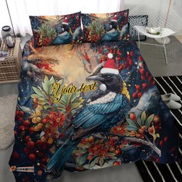 Personalised New Zealand Tui in Pohutukawa Bedding Set Christmas in July