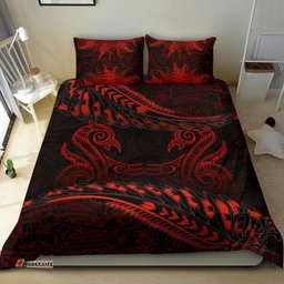 Aotearoa Bedding Set Red Maori Manaia With Silver Fern